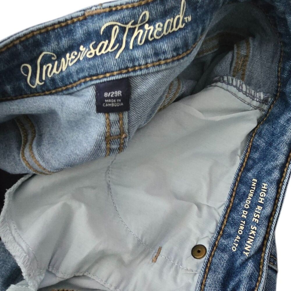 Universal Thread High Rise Skinny Jeans 8 29R Stretch Denim Blue - Picture 4 of 5